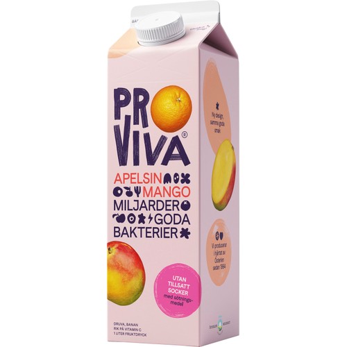 Fruktdryck apelsin & mango Utan tillsatt socker 1l Proviva