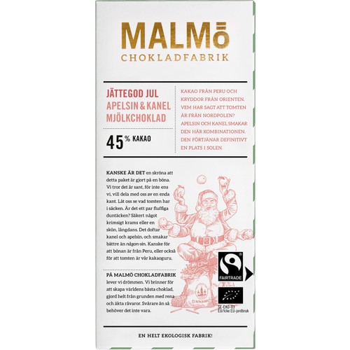 Choklad Jättegod Jul Apelsin & Kanel 45% 80g Malmö Chokladfabrik