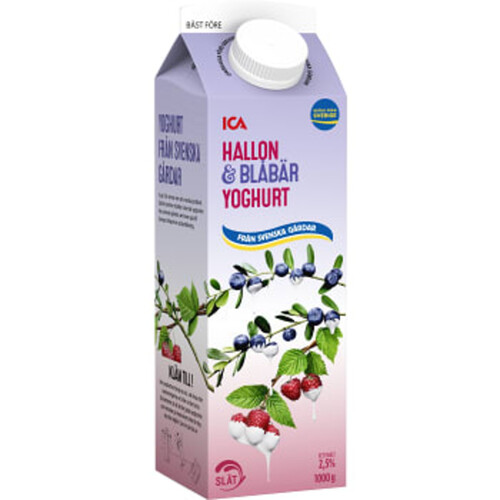 Yoghurt Hallon & blåbär slät 2,5% 1000g ICA