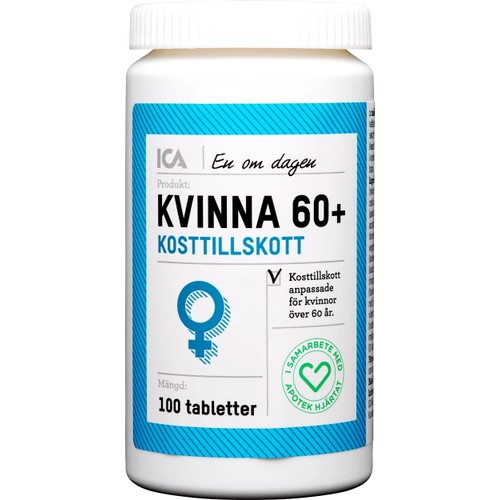Multivitamin Kvinna 60+ Kosttillskott 100-p ICA Hjärtat