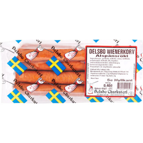 Wienerkorv Alspånsrökt 400g Delsbo Charkuteri