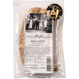 Kryddkorv Salsiccia Spinaci Vino parmigiano 270g Hirschmans Charkuteri