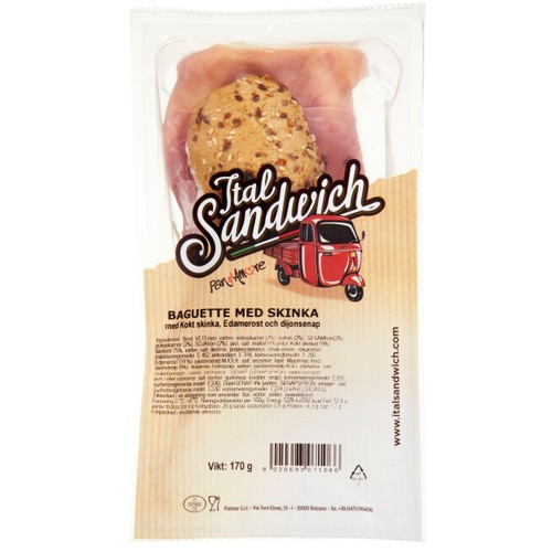 Fullkornsbaguette med Skinka och Ost 170g Italsandwich