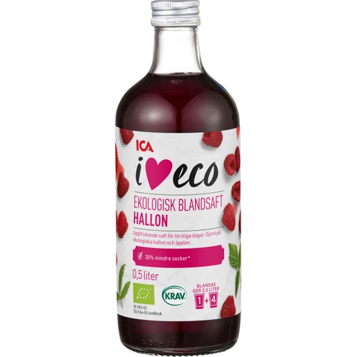 Blandsaft Hallon Ekologisk 50cl KRAV ICA I love eco