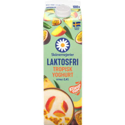 Yoghurt Tropiska frukter Laktosfri 2,4% 1000g Skånemejerier