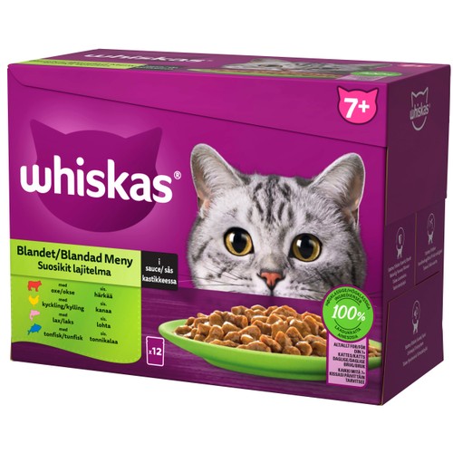 Kattmat  blandad meny i sås 7+ 12-p Whiskas
