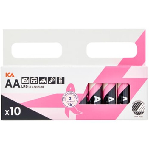 Batteri AA 10-pack ICA Rosa bandet