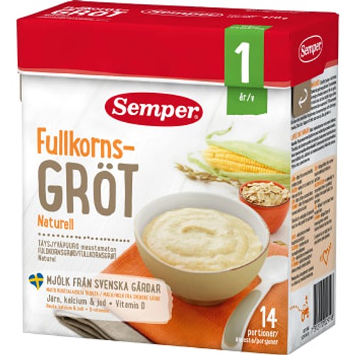 Fullkornsgröt Naturell Från 1år 14 port 470g Semper