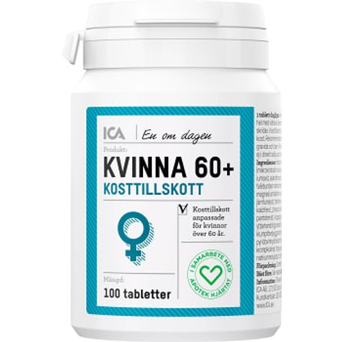Kosttillskott Multivitamin Kvinna 60+ 100-p ICA Hjärtat
