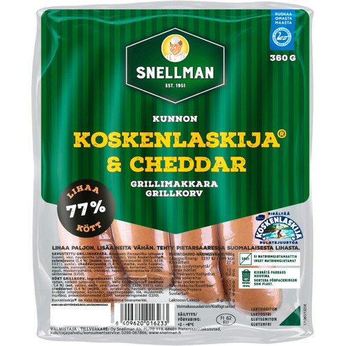 Grillkorv Ost Koskenlaskija & Cheddar 360g Snellman