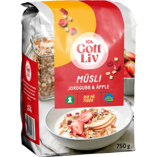 Müsli Jordgubb äpple 750 Gram ICA Gott Liv