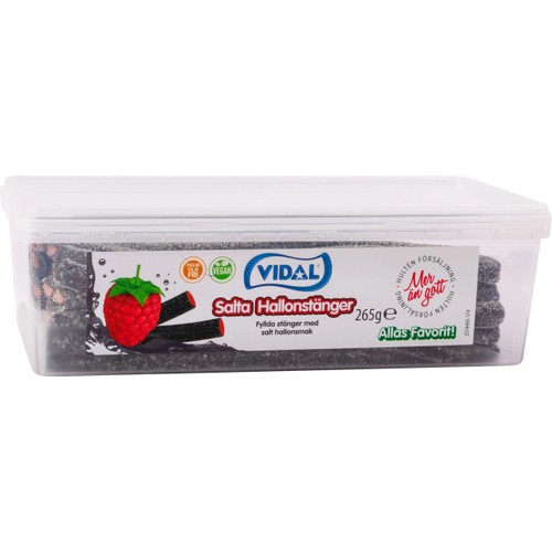 Lakrits Salta Hallonstänger 265g Vidal