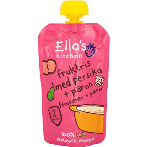 Fruktris med Persika & päron Från 4m Ekologisk 120g Ellas Kitchen