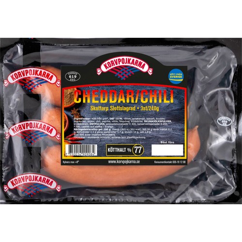 Kryddkorv Cheddar/chili 240g Korvpojkarna