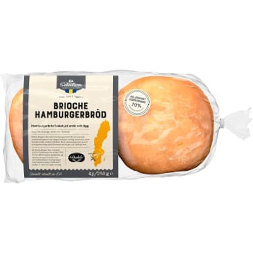 Brioche hamburgerbröd 4-p 280g ICA Selection