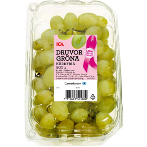 Druvor Thompson Seedless Gröna kärnfria 500g Klass 1 ICA