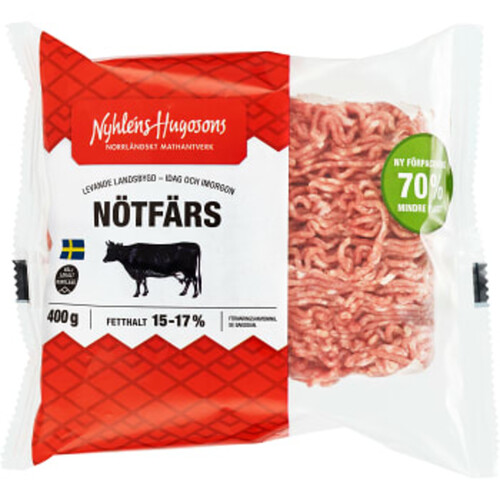 Nötfärs Fetthalt 15-17% 400g Nyhléns Hugosons