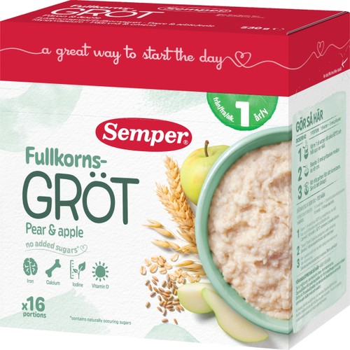 Fullkornsgröt Frukt Från 1år 16 port 530g Semper