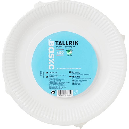 Engångstallrik 23cm 50-p ICA Basic