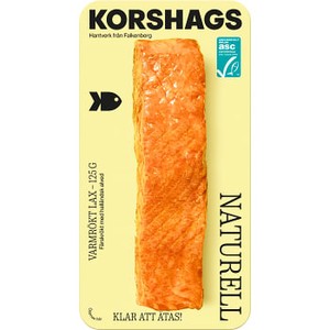 Laxfilé Färsk Varmrökt Naturell 125g Miljömärkt Korshags