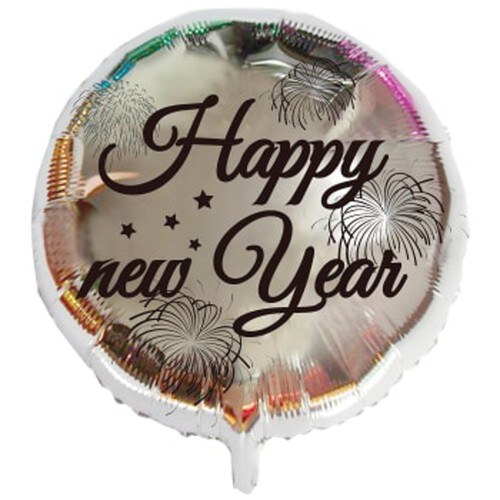Folieballong Happy New Year Silver 23cm Packers