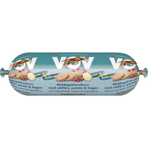 Hundfoder Nötfärs/Potatis/Lingon 550g Vov