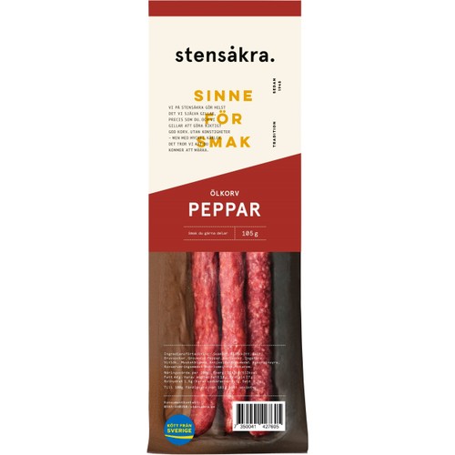 Ölkorv Peppar 3-p 105g Stensåkra