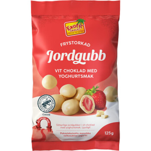 Frystorkad Jordgubb vit choklad 125g Exotic Snacks