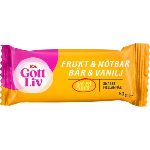 Bar Frukt & Nöt Bär & Vanilj 50g ICA Gott Liv