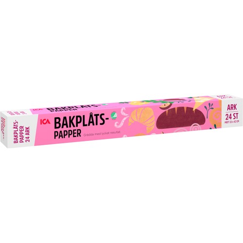 Bakplåtspapper 33cm 24 ark Miljömärkt ICA