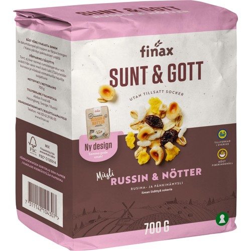 Müsli Sunt & gott russin & nötter 700g Finax