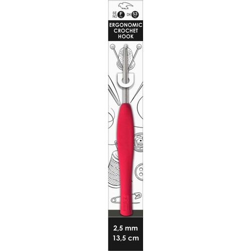 Virknål Ergonomisk Röd 2,5 mm 1pack FALK