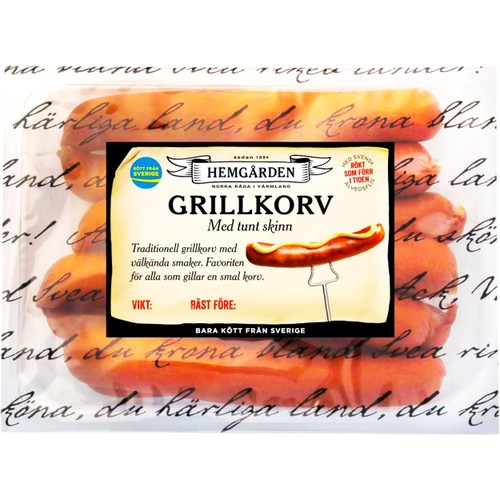 Grillkorv Tunt Skinn 400g Hemgården