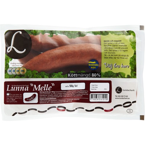 Korv Lunna Melle 500g Lundachark
