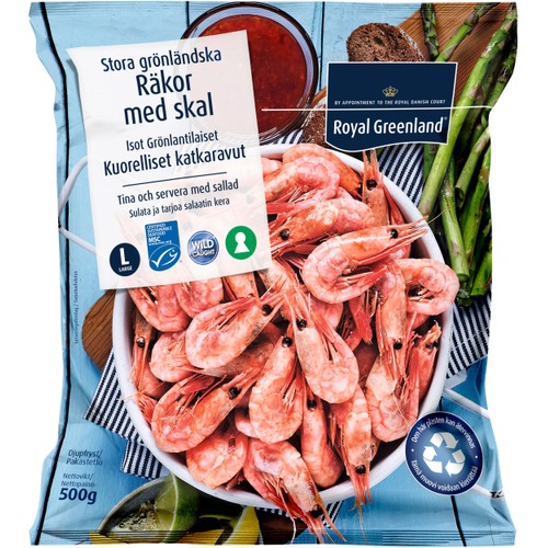 Räkor med skal 70/90 Frysta 500g Royal Greenland