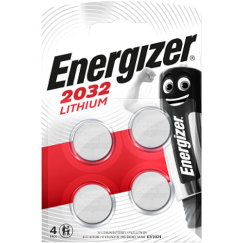 Batteri/knappcell litium 3V CR2032 4-p Energizer