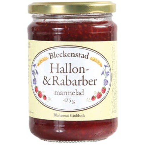 Hallon/Rabarbermarmelad 425g Bleckenstad Gård