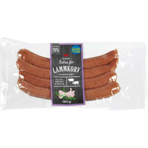 Lammkorv Extra fin Kötthalt 78% 180g ICA