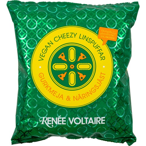 Snacks Vegan Cheezy Linspuffar Med Gurkemeja & Näringsjäst Eko 90g Renée Voltaire