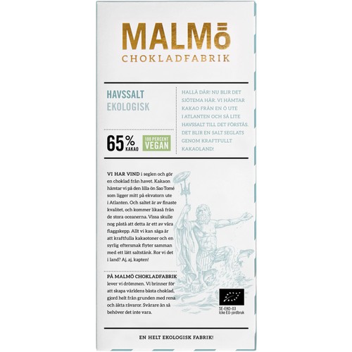 Chokladkaka Mörk Choklad Havssalt 65% 80g Malmö Chokladfabrik