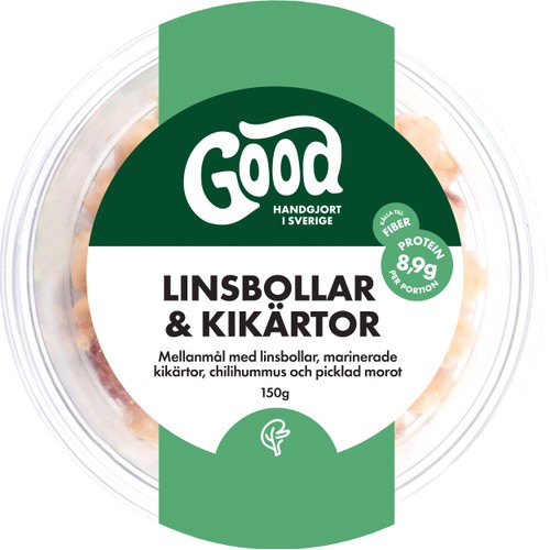 Mellanmål Linsbollar Kikärtor 150g GOOD
