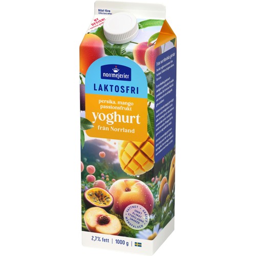 Fruktyoghurt Persika Mango Passion 2,7% Laktosfri 1000g Norrmejerier