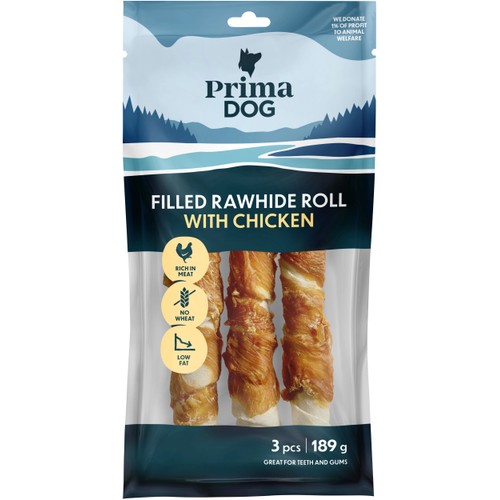 Fylld tuggrulle kyckling 3-p 189g PrimaDog
