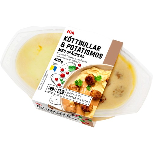 Färdigmat Köttbullar och Potatismos med Gräddsås 400g ICA