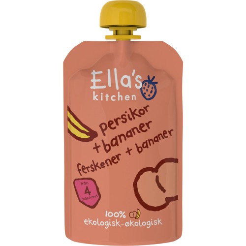 Persika & bananpuré 4m Ekologisk 120g Ellas Kitchen