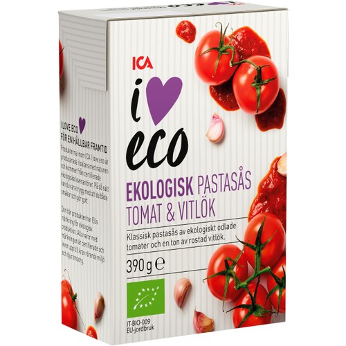 Pastasås tomat  & vitlök Ekologisk 390g ICA