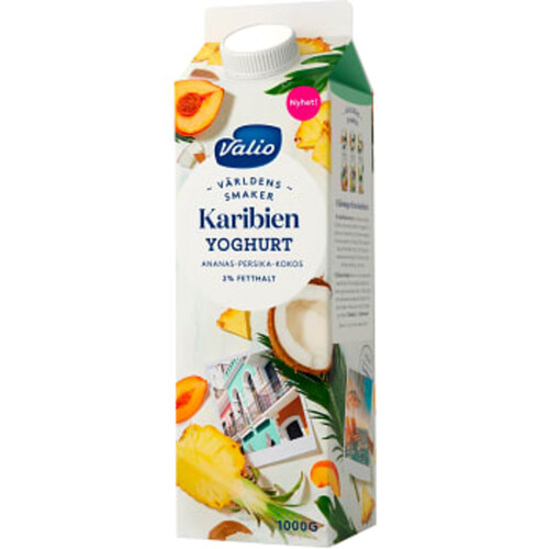 Yoghurt Världens smaker Karibien Ananas persika & kokos 2% 1kg Valio