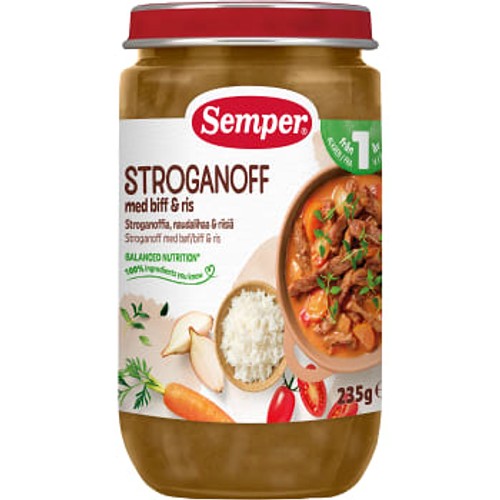 Stroganoff med biff & ris 1år 235g Semper