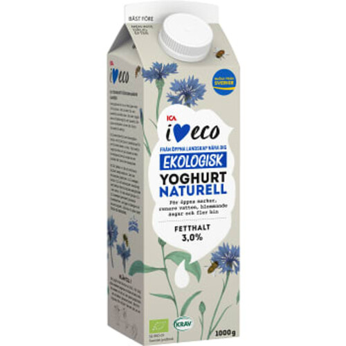 Yoghurt Naturell 3% KRAV 1l ICA I love eco