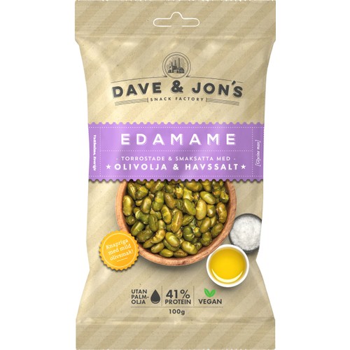 Edamame Rostade Havssalt & Olivolja 100g Dave & Jon's